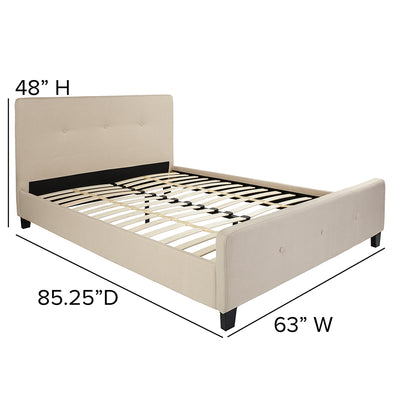 Queen Platform Bed-beige