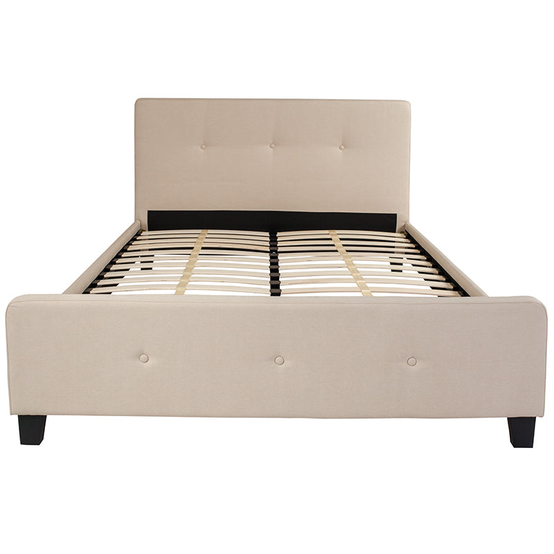 Queen Platform Bed-beige