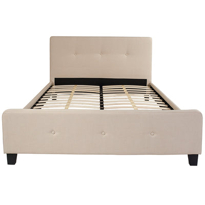Queen Platform Bed-beige
