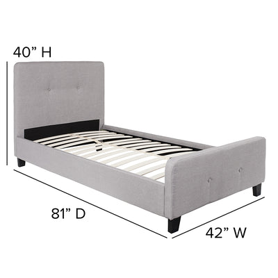 Twin Platform Bed-light Gray