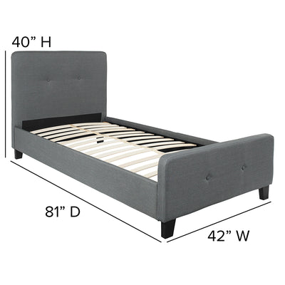 Twin Platform Bed-dark Gray