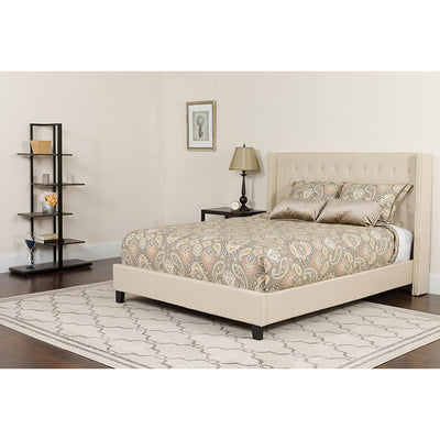 Twin Platform Bed-beige