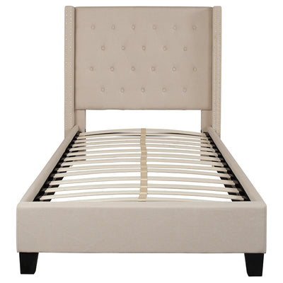Twin Platform Bed-beige
