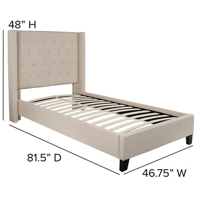 Twin Platform Bed-beige