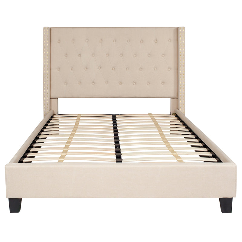 Full Platform Bed-beige