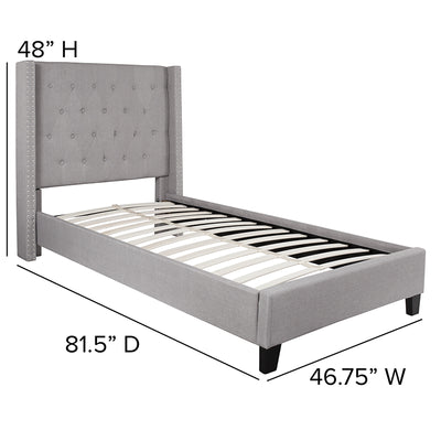 Twin Platform Bed-light Gray