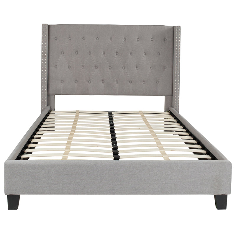 Full Platform Bed-light Gray