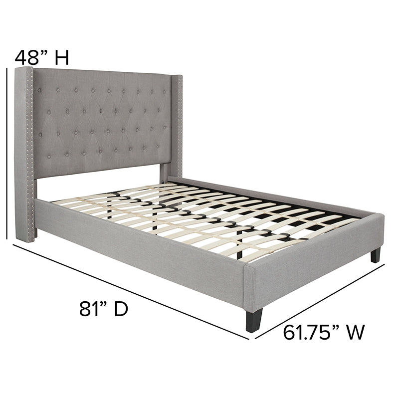 Full Platform Bed-light Gray