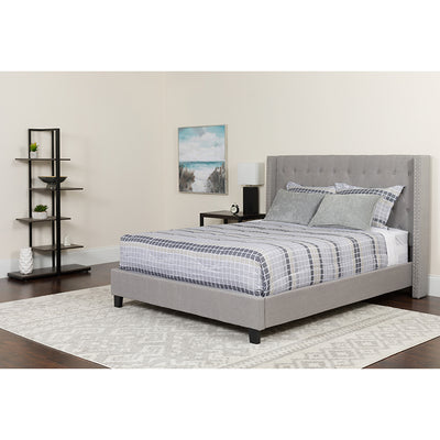 Full Platform Bed-light Gray