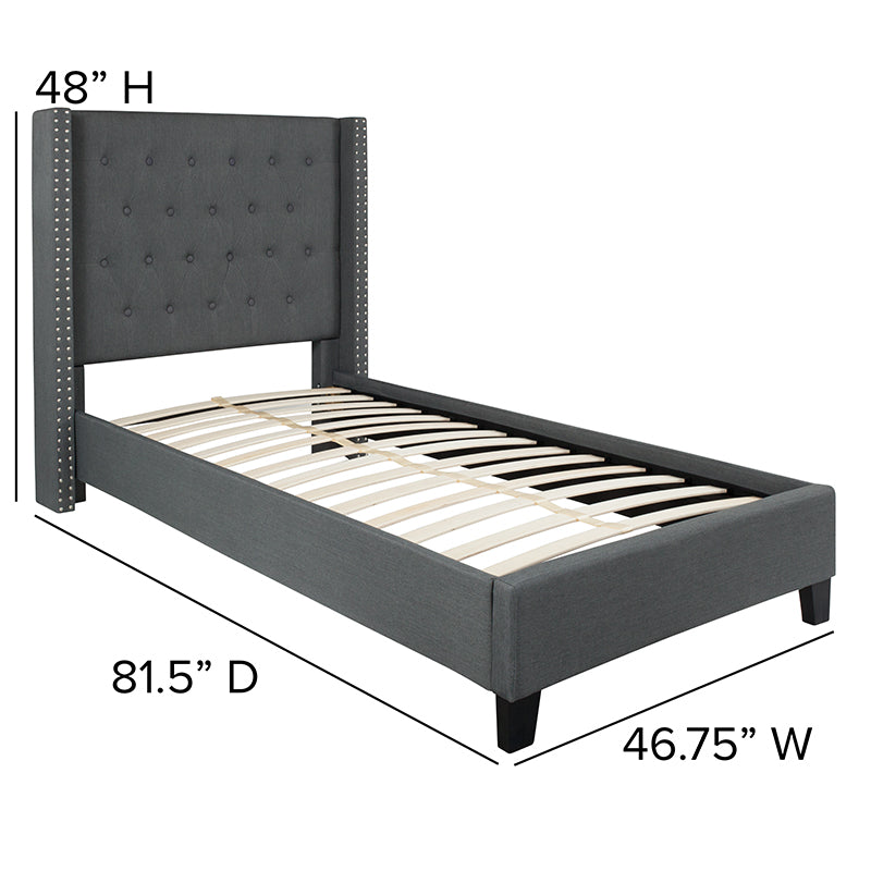 Twin Platform Bed-dark Gray