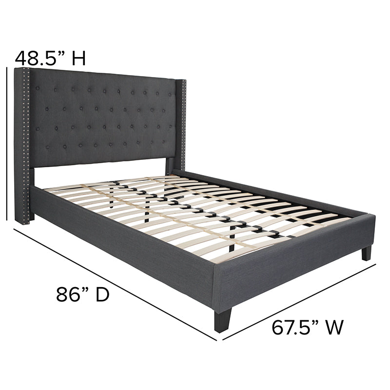 Queen Platform Bed-dark Gray