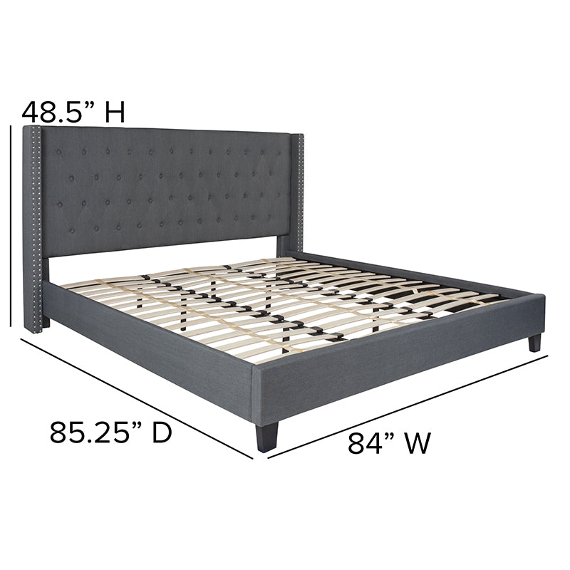 King Platform Bed-dark Gray