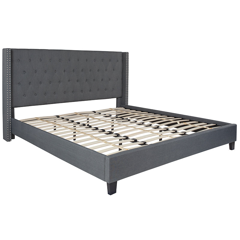King Platform Bed-dark Gray