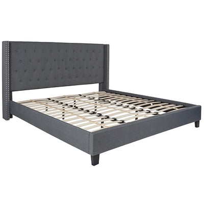 King Platform Bed-dark Gray