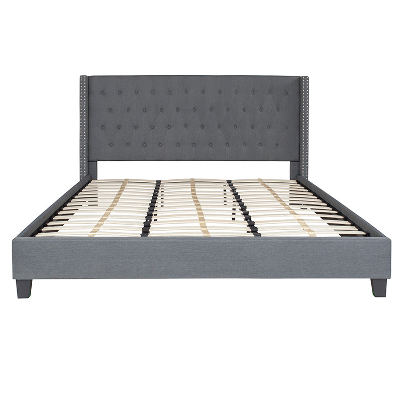 King Platform Bed-dark Gray