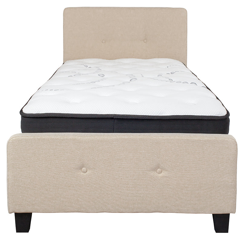 Twin Platform Bed Set-beige