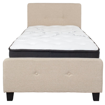 Twin Platform Bed Set-beige