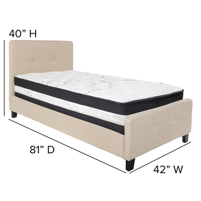 Twin Platform Bed Set-beige