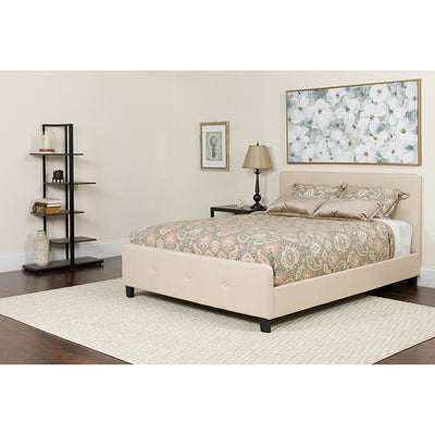 Twin Platform Bed Set-beige