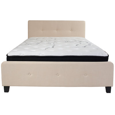 Queen Platform Bed Set-beige