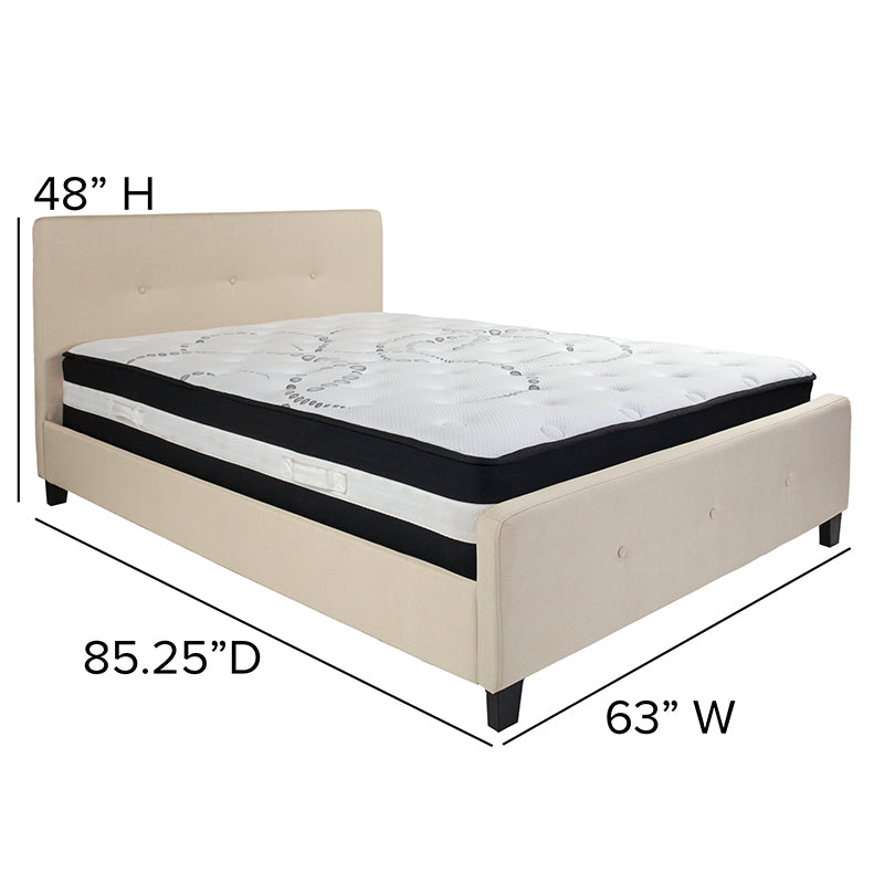 Queen Platform Bed Set-beige