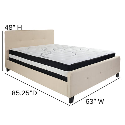 Queen Platform Bed Set-beige