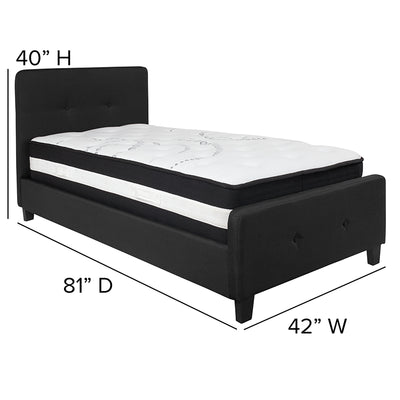 Twin Platform Bed Set-black