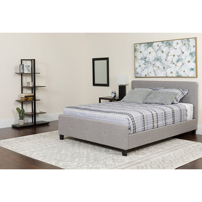 Queen Platform Bed Set-gray
