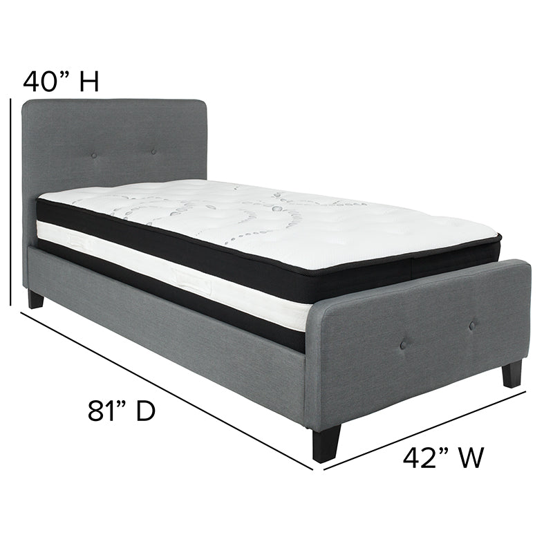 Twin Platform Bed Set-gray