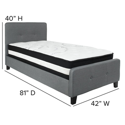 Twin Platform Bed Set-gray