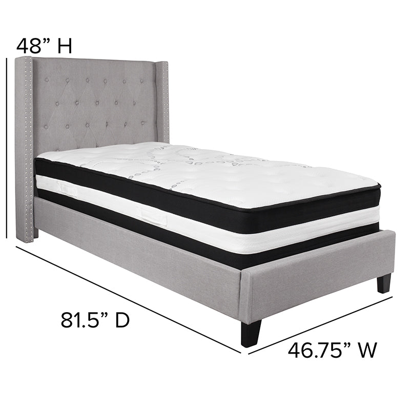 Twin Platform Bed Set-gray
