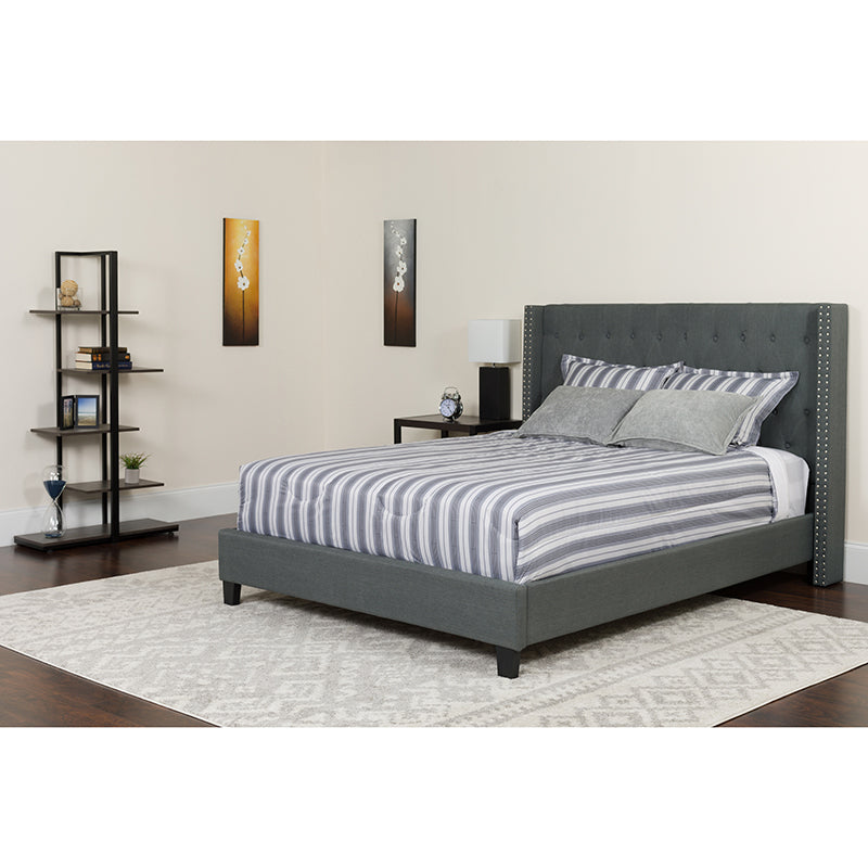 Full Platform Bed Set-gray
