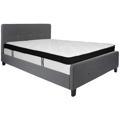 Queen Platform Bed Set-gray