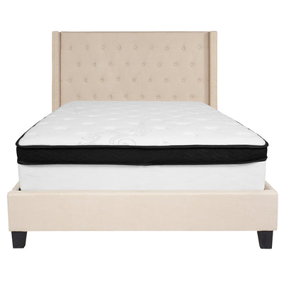 Full Platform Bed Set-beige