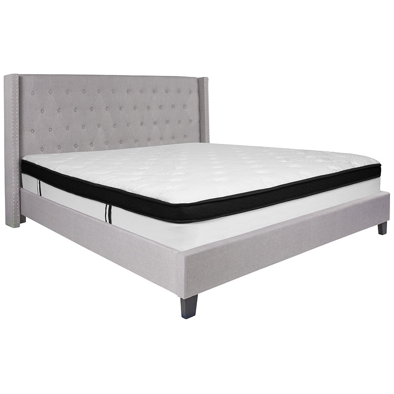 King Platform Bed Set-gray