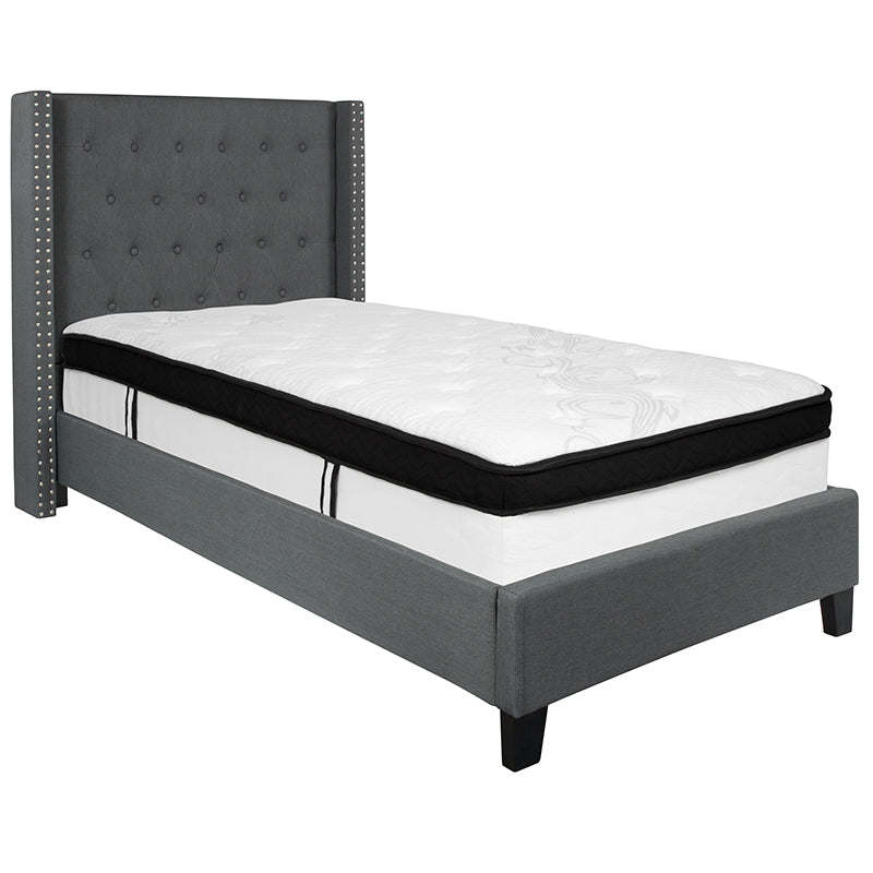 Twin Platform Bed Set-gray