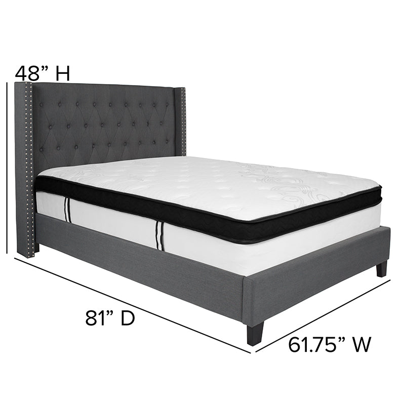 Full Platform Bed Set-gray