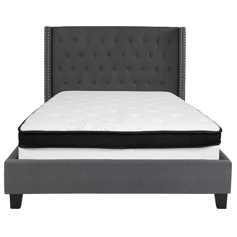 Full Platform Bed Set-gray