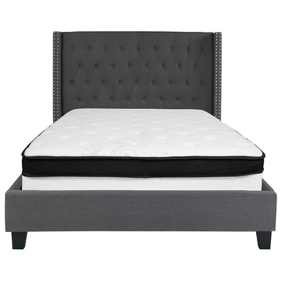 Full Platform Bed Set-gray