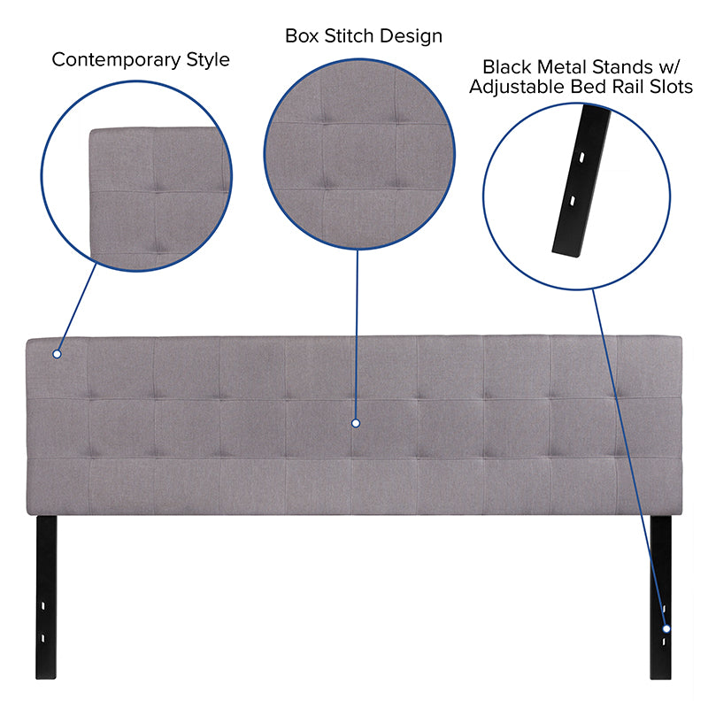 King Headboard-gray Fabric