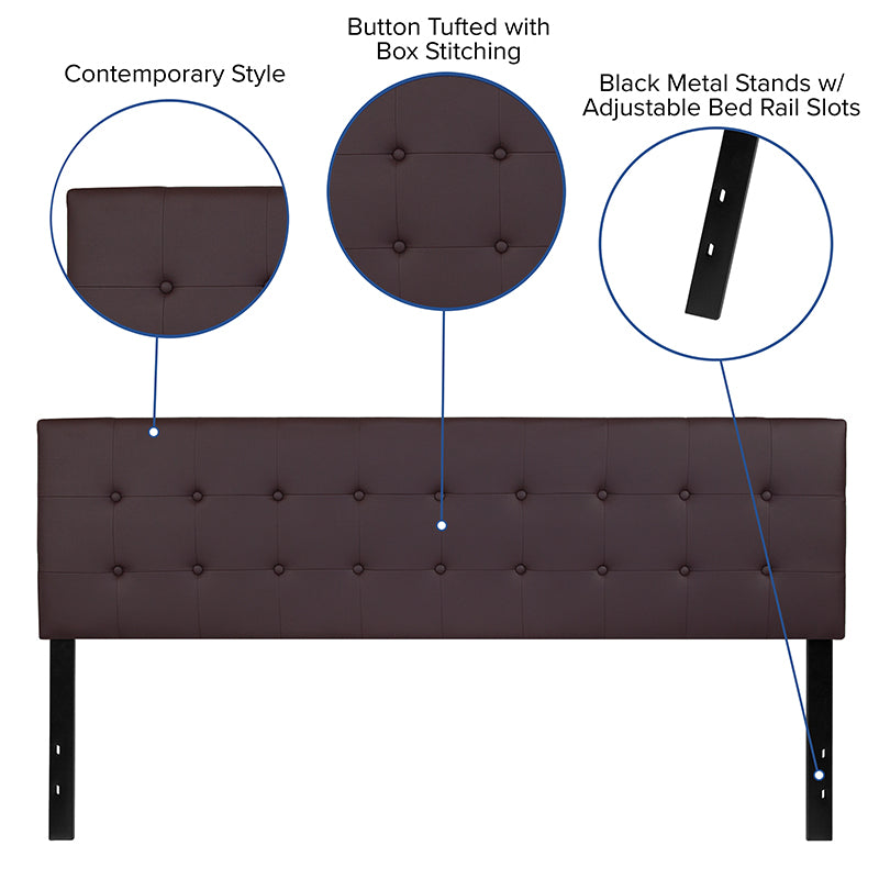 King Headboard-brown Vinyl