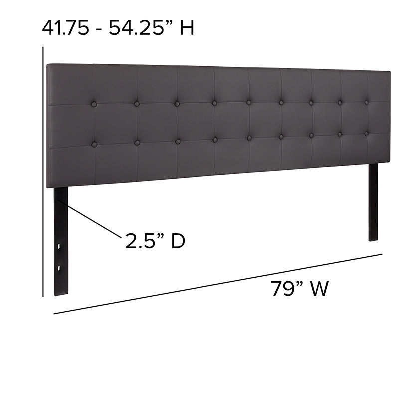 King Headboard-gray Vinyl