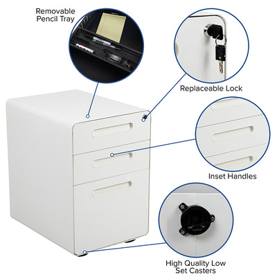 3-drawer Filing Cabinet-white