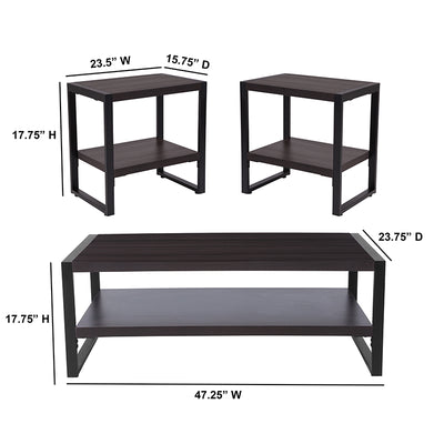 3 Piece Charcoal Table Set
