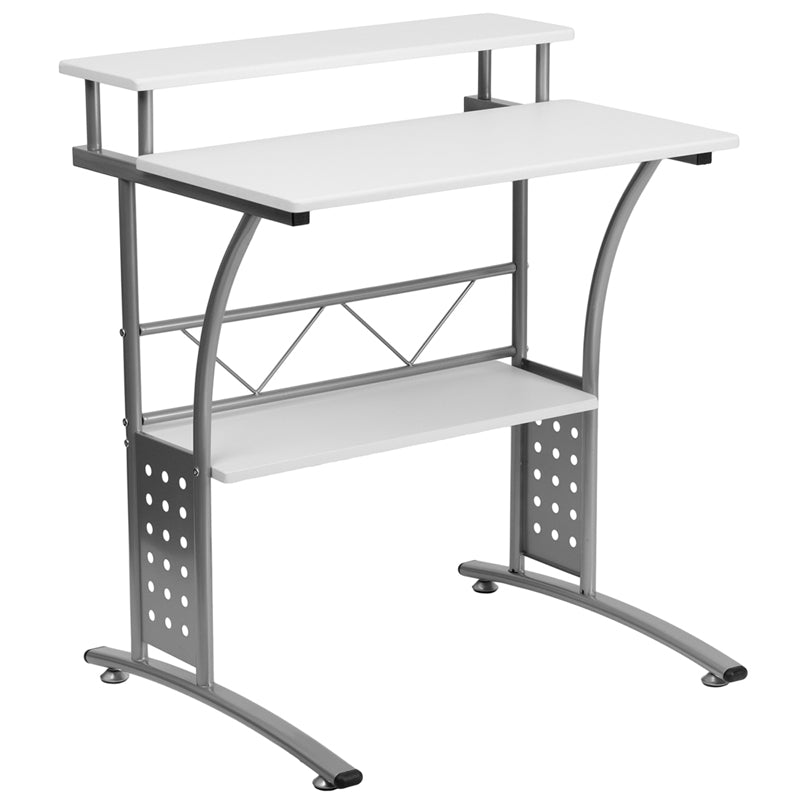 White Perforated Panel Desk