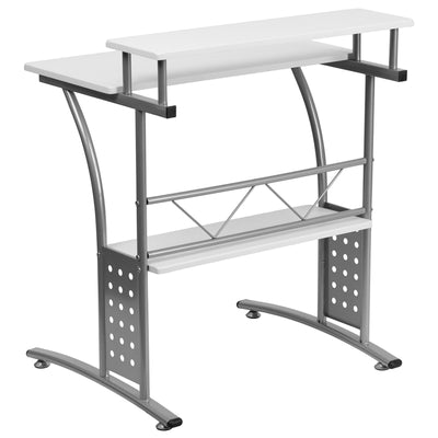 White Perforated Panel Desk