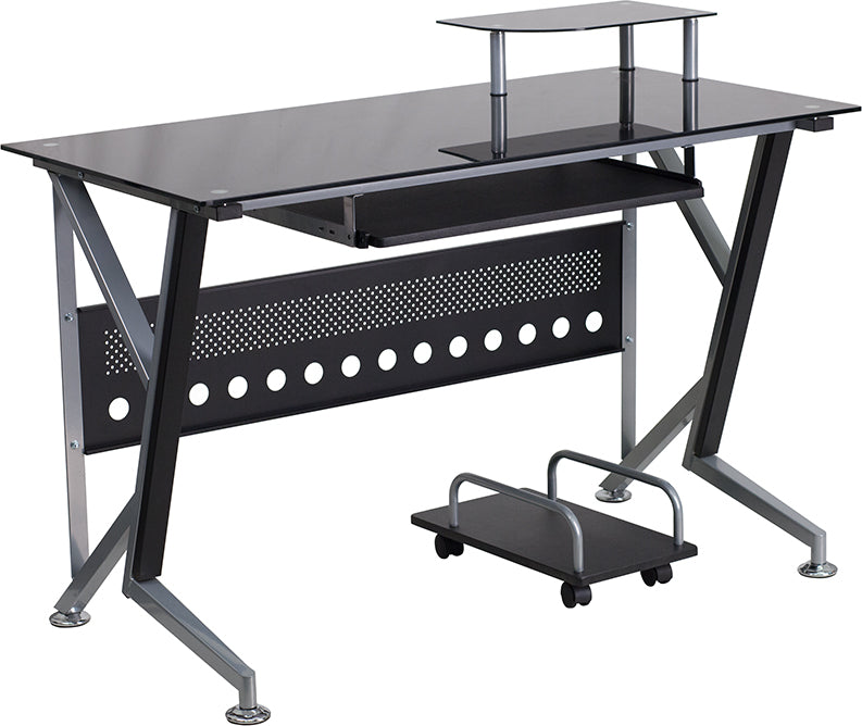 Black Glass Keyboard Desk