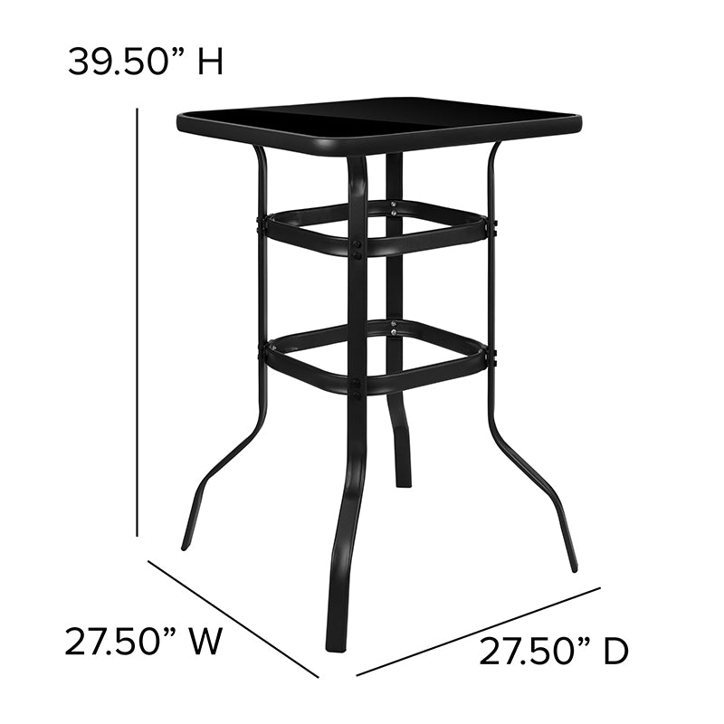 3pc Glass Bar Patio Table Set