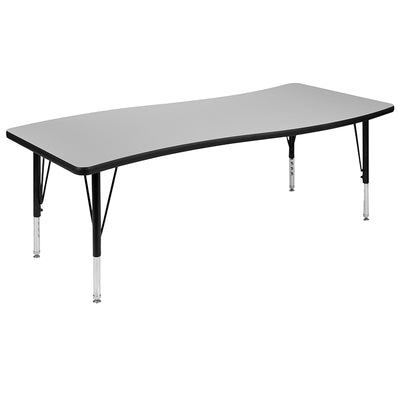 86" Oval Wave Grey Table Set