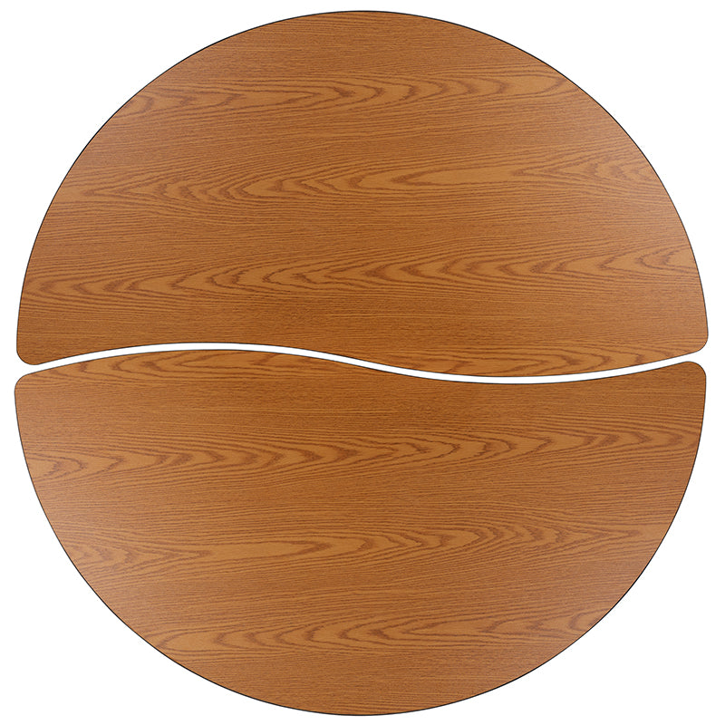 2pc 60" Circle Oak Table Set